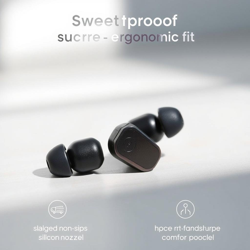 Sweatproof earbuds with secure fit