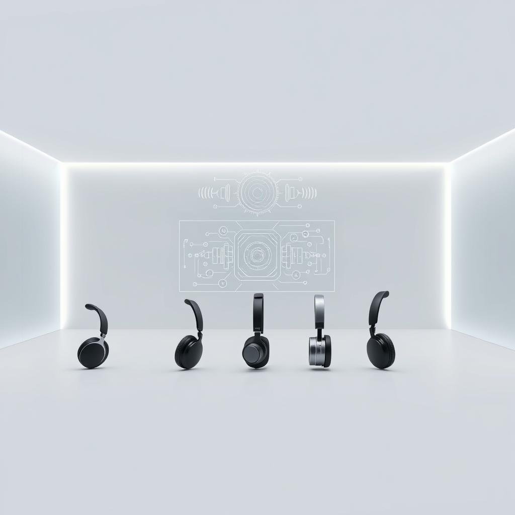  top hybrid ANC headphones for work and travel A sleek timeline of noise-cancelling headphone evolution, showcasing their transformation from bulky prototypes to elegant, high-tech accessories. In the foreground, a sequence of headphone models emerges, each iteration streamlined and more sophisticated, with advanced microphones and sensors integrated seamlessly into the design. The middle ground features a technical schematic, detailing the intricate circuitry and noise-cancelling algorithms that enable these headphones to isolate and eliminate ambient sounds. In the background, a minimalist, futuristic setting with clean lines and cool tones, hinting at the cutting-edge technology and modern aesthetic that define the latest generation of noise-cancelling headphones. The overall mood is one of innovation, sophistication, and the steady march of technological progress.