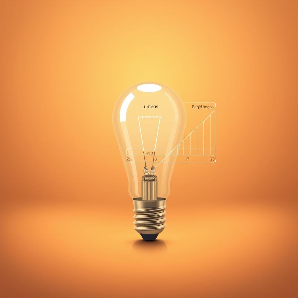 A clean, minimalist illustration of "ansi lumens" against a warm, textured background. In the foreground, a detailed, cross-sectional diagram of a light bulb, showcasing its internal components and the lumens output. In the middle ground, a technical chart or graph visualizing the relationship between lumens, watts, and brightness. In the background, a subtle, atmospheric gradient evoking a sense of illumination and clarity. Muted, earthy tones with highlights of amber and soft, diffused lighting to convey a sense of quality and precision. The overall composition should feel informative, educational, and visually appealing for a glossary of technical terms.